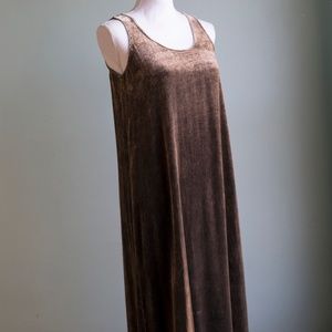 100% Silk Brown Velvet Maxi Dress
